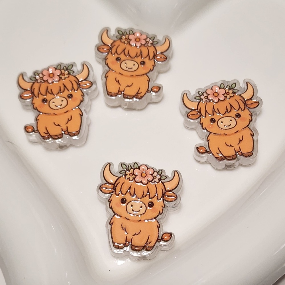 Cow Bull Beads 2 Pcs Focal Bead Beaded Pen Jewelry Charms Crafts Acrylic Beads